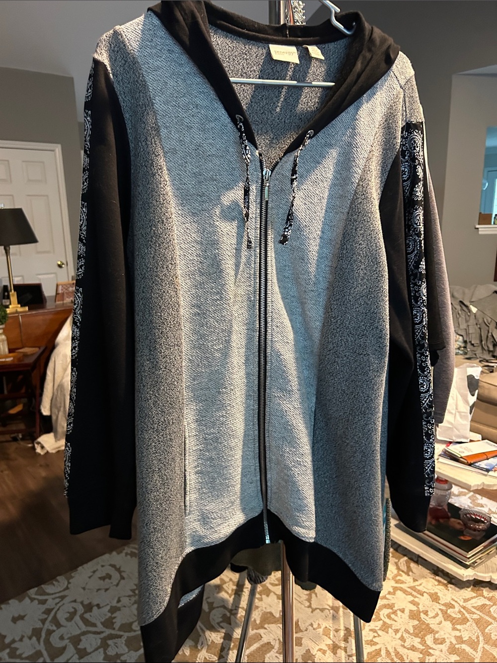 Chico’s Zenergy Collection Zip Front Asymmetrical Hooded Jacket